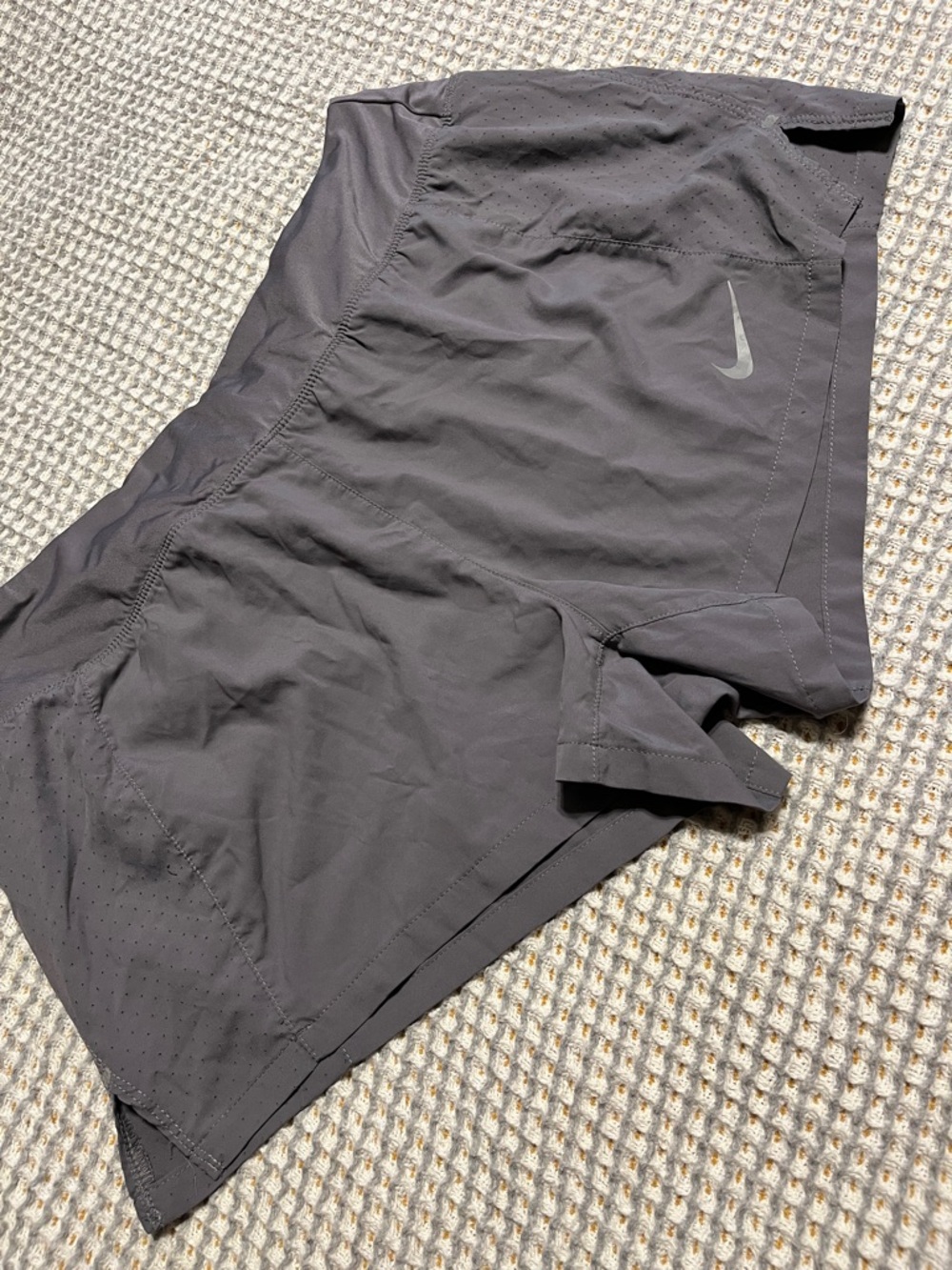 Nike Grey Women's Athletic Running Shorts with Reflective Swoosh